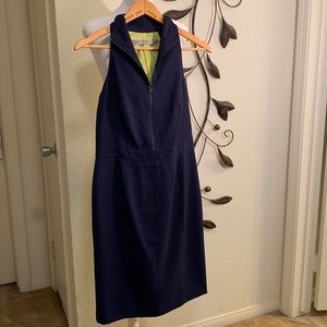 Andrew Marc New York Navy blue with lime green lining pencil skirt dress